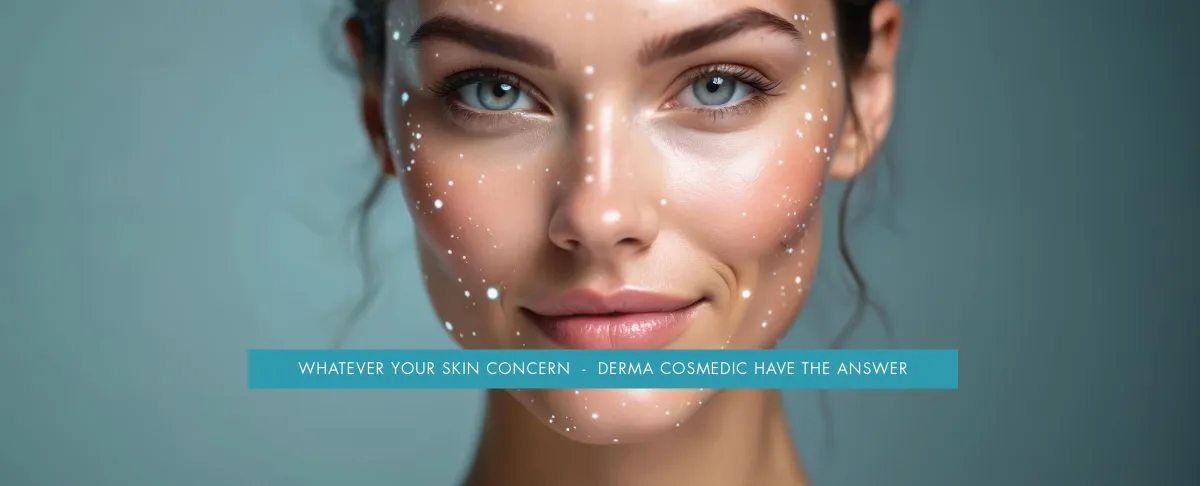 Derma Cosmedic practitioner delivering a HIFU non-surgical face lift treatment to a female client at the Castle Street Liverpool clinic, ultrasound handpiece on the mid-face with markup grid on the skin
